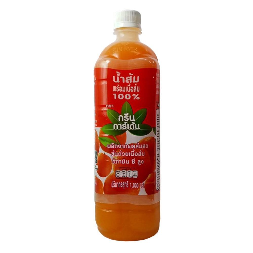 กรีนการ์เด้น น้ำส้มพร้อมเนื้อส้ม 100% 1000 มล. GREEN GARDEN ORANGE JUICE 100% 1000 ML
