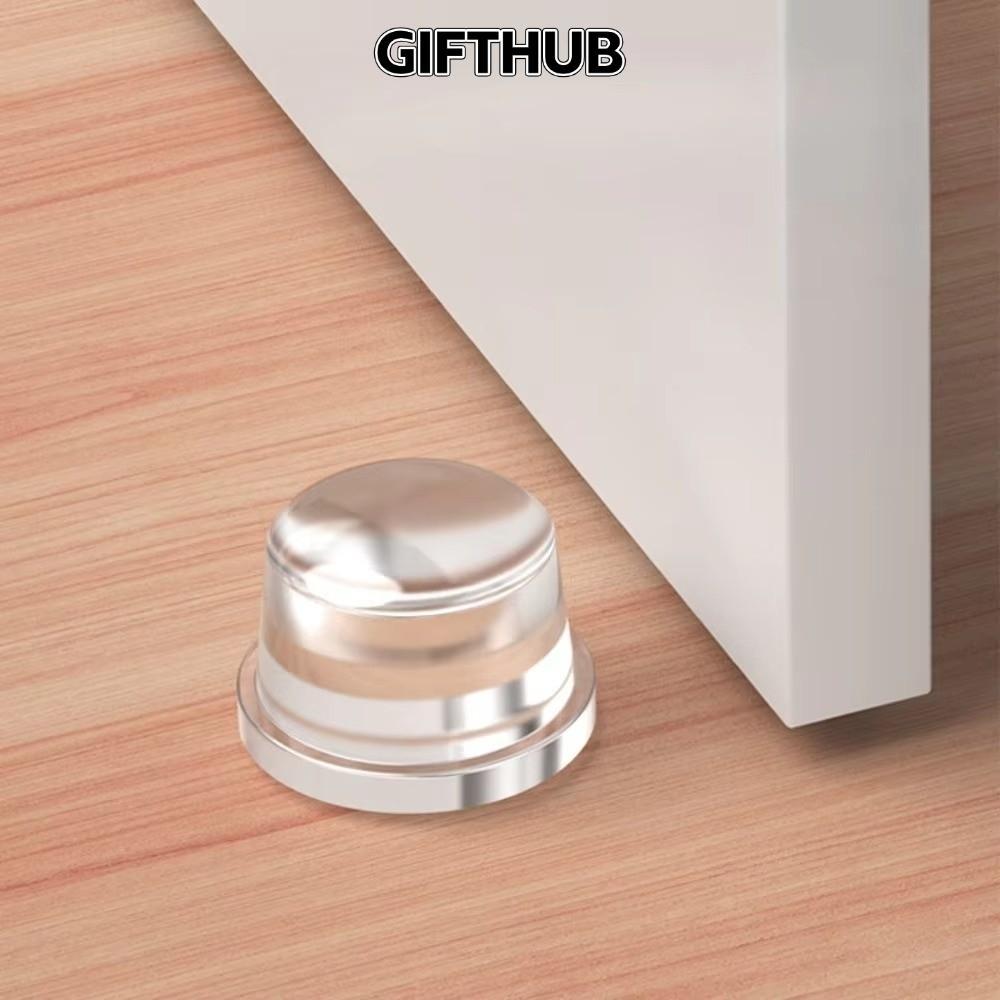 GIFTHUB ของขวัญฮับ ไม่มีตัวกั้นประตูเจาะ, กระบอกน้ํามัน Rubbed ซิลิโคนประตู Stopper, ซิลิโคนโปร่งใสสร้างสรรค์ PET Anti Slamming ประตูหยุดความปลอดภัยป้องกัน