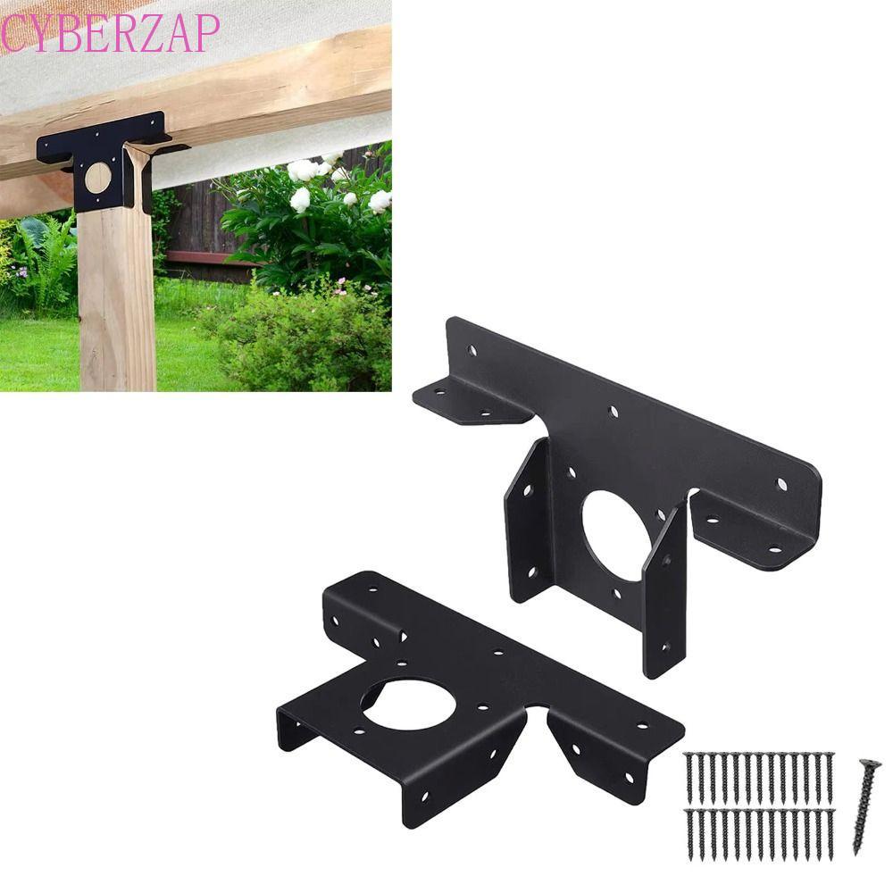 CYBERZAP 2 ชิ้น Pergola Brackets, กรอบมุม Pergola รูปตัว T แบบปรับได้, ฮาร์ดแวร์ความต้านทานการกัดกร่
