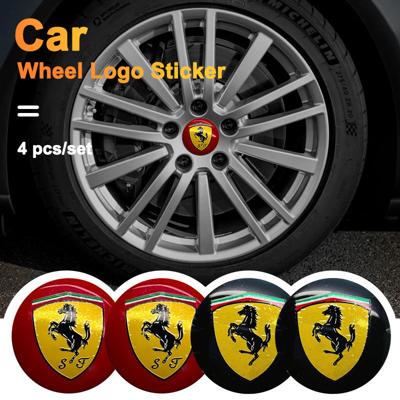 4pcs 56mm สติกเกอร์สัญลักษณ์รถศูนย์ล้อ Hub โลหะสําหรับ Ferrari SF90 Stradale SF90Spider 296 GTB 296 