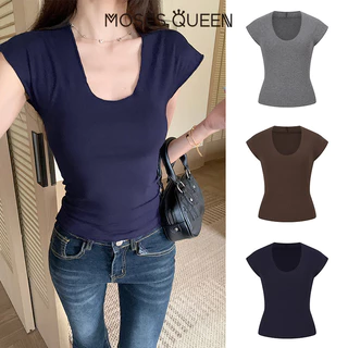 MOSESQUEEN โมเสสควีน เสื้อยืดแขนสั้นคอกลม เรียบหรู เหมาะสำหรับหน้าร้อน #63638