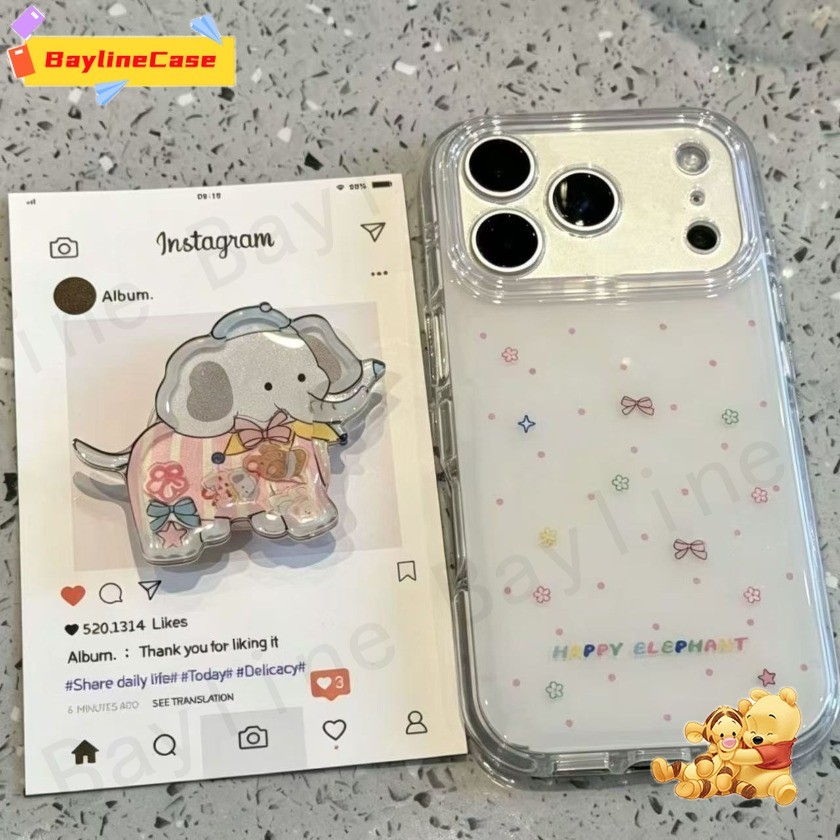 ขายร้อนInsน่ารักสีชมพูลายเด็กช้างShakerขาตั้งเคสโทรศัพท์เข้ากันได้กับiPhone 17 16 15 14 13 12 11 Pro Max X Xr Xs Max 8 7 Plus Cover