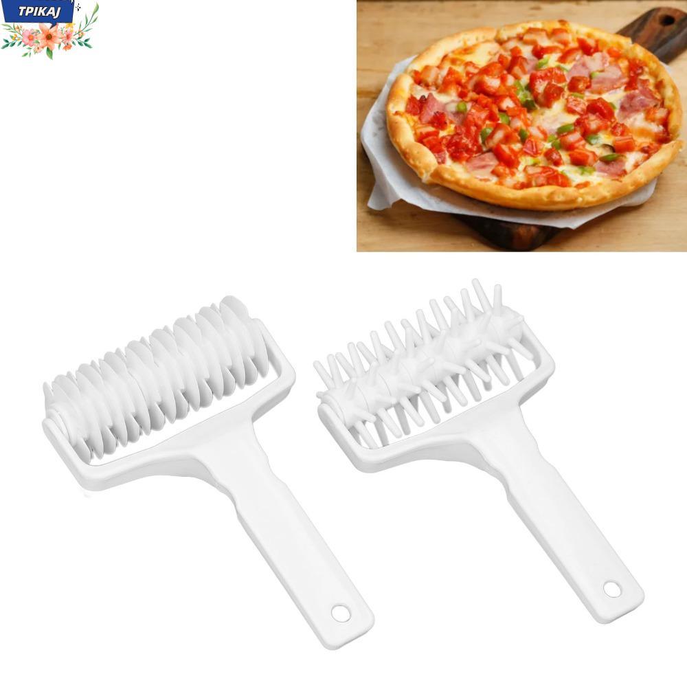 TPIKAJ 2pcs พิซซ่าแป้ง Roller Docker,พลาสติกยาวพิซซ่า Crust Roller Docker,สีขาวตาข่าย Roller Cutter 