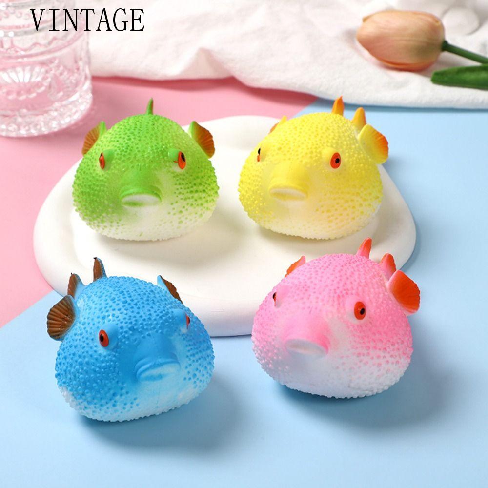 VINTAGE Pufferfish บีบของเล่น, TPR Pufferfish Pufferfish Squeeze Pinch ของเล่น, Pinch Soft FidgetToy