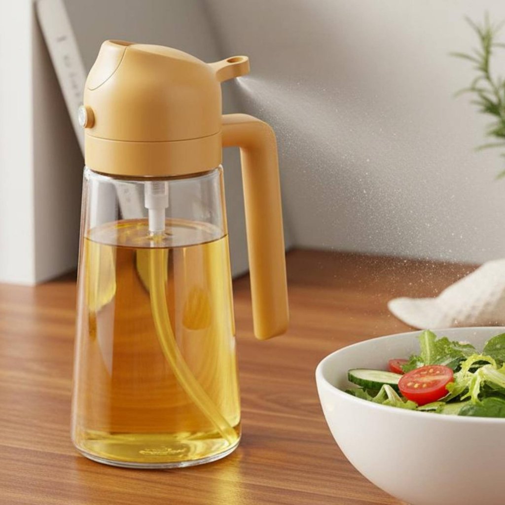 Leak-Proof 2-in-1 Oil Sprayer และ Dispenser Leak-Resistant-Clear Spout 2 in 1 Oil Sprayer ขวดควบคุมพ