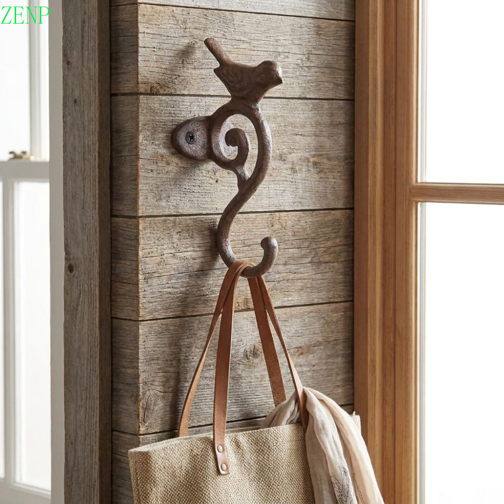 ZENPULSE ตะขอติดผนังเหล็กหล่อ, ตกแต่ง Heavy Duty Vintage Bird Coat Hanger, ทนทานทนทานโบราณ Rustic ติดผนัง Rack Home Decor
