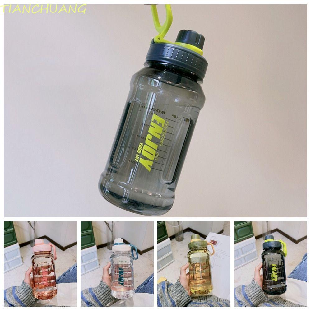 TIANCHUANG ขวดกีฬา,ขวดน้ําพลาสติกรั่วซึม,น่ารักทนอุณหภูมิสูง 600ml/800ml/1000ml สํานักงานถ้วยน้ําความจุขนาดใหญ่