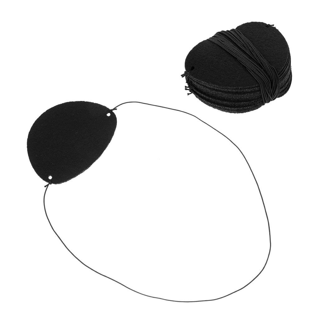 GLEAVI Pack of 14 Pirate Eye Patches Made of Black Felt with Drawstring Single Eye Patch for Party a
