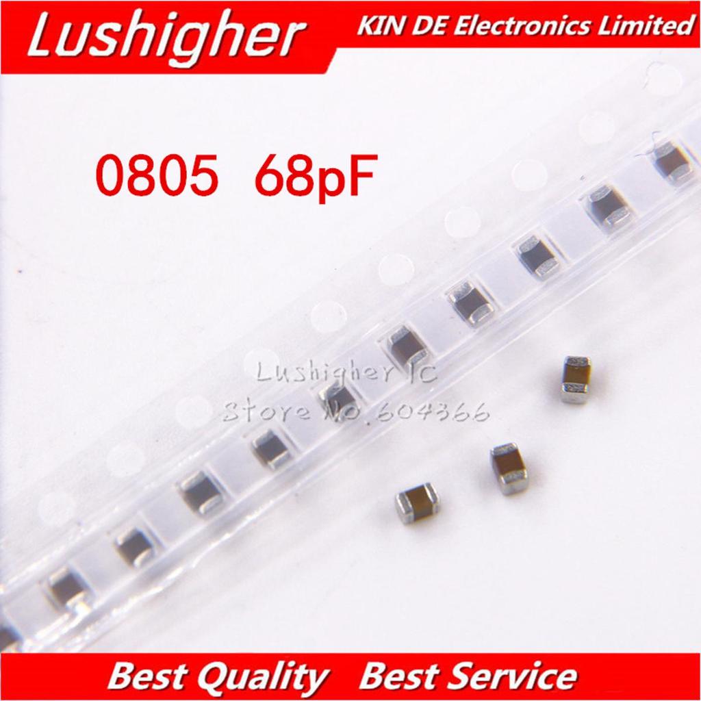 100 ชิ้น 0805 68pf 68.0pf 100V X7R 10% ตัวเก็บประจุเซรามิก SMD MLCC