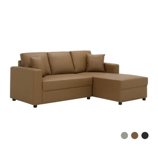 INDEX LIVING MALL โซฟาหนังสังเคราะห์ L-Shape รุ่นจอร์จ สีน้ำตาลเข้ม,สีเทาอ่อน และสีน้ำตาล(เลือกสีและข้างได้)