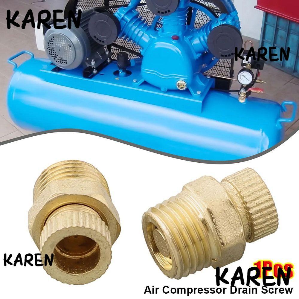 KARENGOODS 1 ชิ้นท่อระบายน้ํา,สกรูเปลี่ยนเงียบวาล์วสกรู,ทนทานทองเหลืองขนาดเล็กเครื่องอัดอากาศอุปกรณ์เสริมปั๊มลมเครื่องมือ