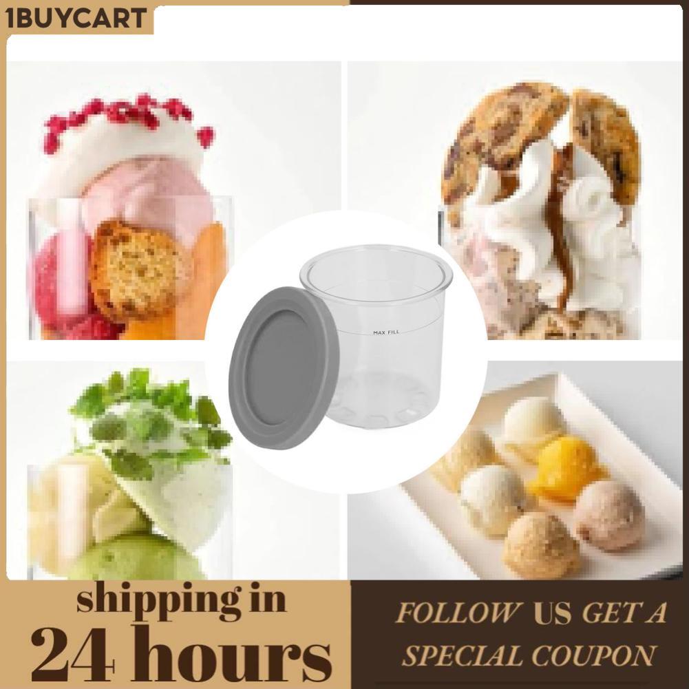 1buycart ถ้วยไอศกรีม Pints ​​พร้อมตัวเครื่อง PC โปร่งใสและฝา PET สีสันสดใส เหมาะสำหรับ NC299AM C300s