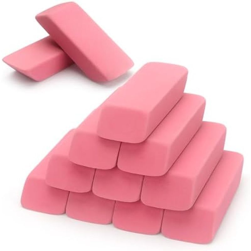 ZZTX 12 Pack Pink Erasers Pencil Erasers for Kids, Large Bulk Pink Eraser for School, Art Erasers fo