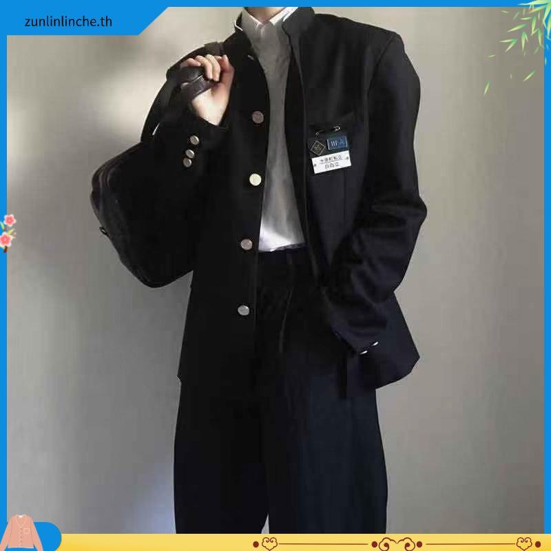 Zhongshan เสื้อแจ็กเก็ตสูท คอปกตั้ง สไตล์ญี่ปุ่น