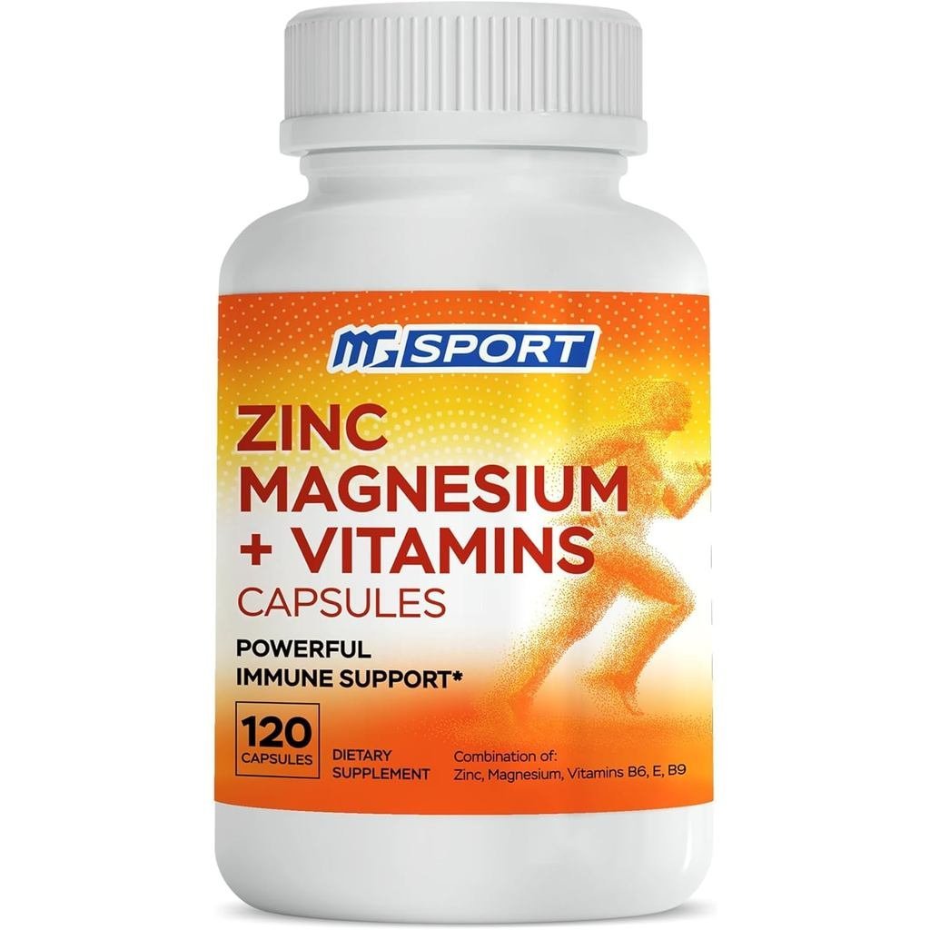 อาหารเสริม MgSport ZMA พร้อมสังกะสีแมกนีเซียมทดสอบทางคลินิกสําหรับการดูดซึมสูง - ปรับปรุงวิตามิน B6 