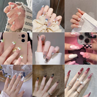 🇹🇭ร้านไทย🇹🇭 ❤️พร้อมส่ง❤️ 24PCS / ชุดรูปแบบที่หลากหลายของเล็บปลอมเล็บปลอม 3D น่ารักและแฟชั่นเหมาะสำหรับงานแต่งงาน