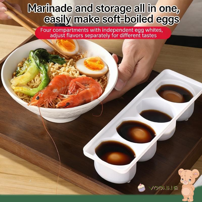 Voonne Space Saving Eggs Pickle Box Eggs Marinating Container 4 ช่องแยก