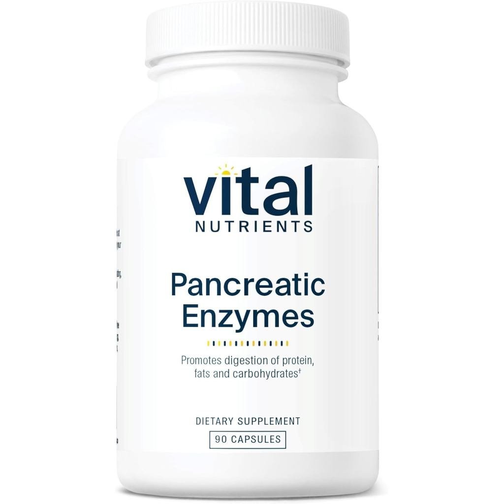 Vital Nutrients Pancreatic Enzymes 1000มก. (เต็มความแข็งแรง) - อาหารเสริม Pancretein Digestive Diges