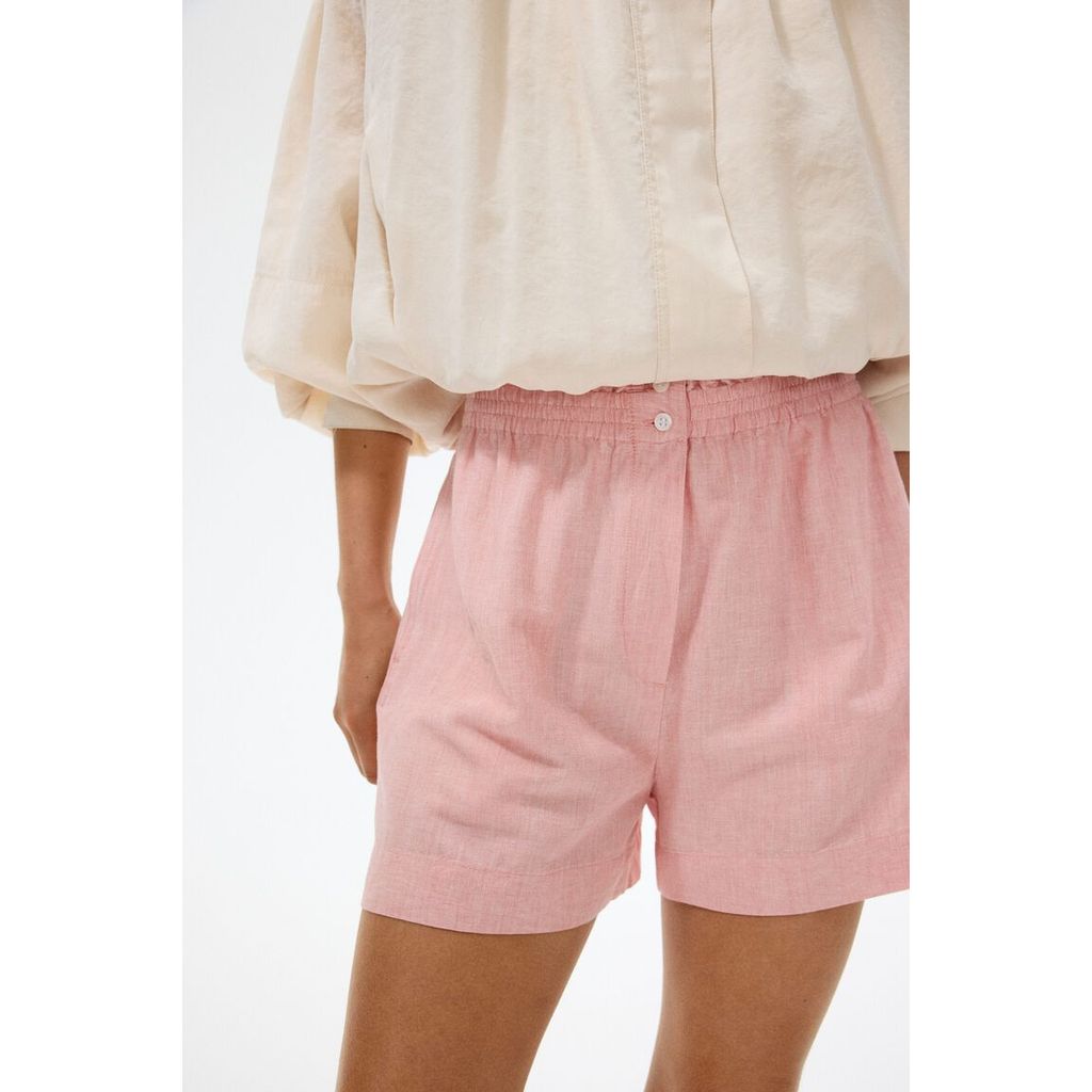 H&M(เอชแอนด์เอ็ม) กางเกงขาสั้นผ้าลินินผสม ดีไซน์กระเป๋ากระดาษทรงพอดีตัว ผู้หญิง 1334180_1