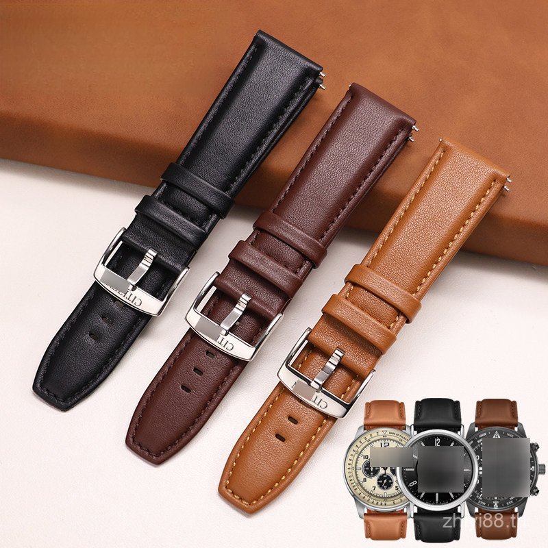 Eco-Drive Pilot สายหนังแท้ 20/22 มม.สําหรับ Ctizen CA0695FF/CA4500 Top Layer Cowhide ระบายอากาศหลุม 