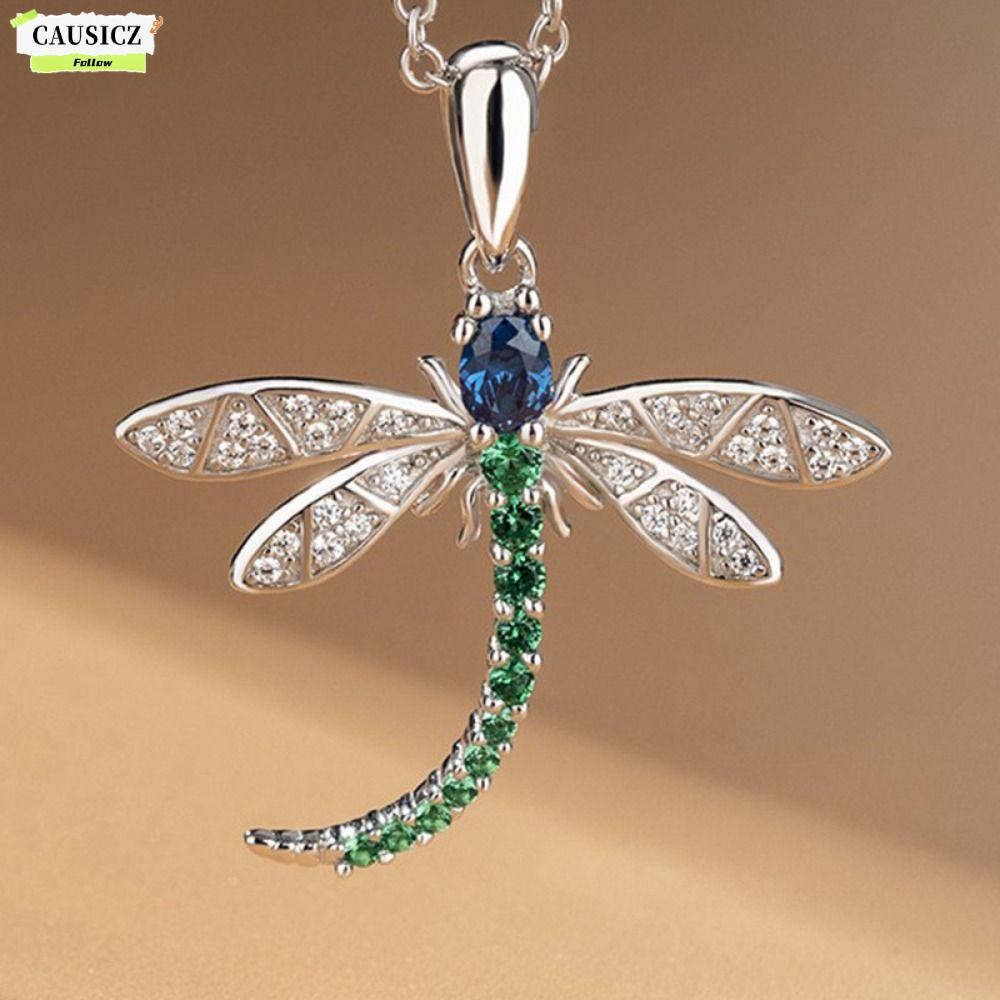 CAUSICZ สร้อยคอจี้แมลงปอ, รูปแมลงปอที่มีสีสัน Cubic Zirconia Cubic Zirconia สร้อยคอ, แฟชั่นฝังออกแบบ