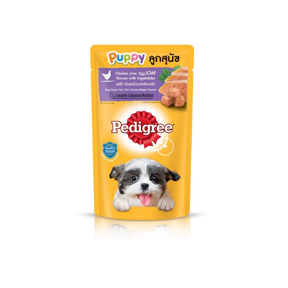 [สินค้าส่งด่วน] เพดดิกรี ลูกสุนัข รสไก่+ตับ+ไข่+ผัก 130ก PEDIGREE PUPPY CHICK+LIVER+EGG+VEGET130G