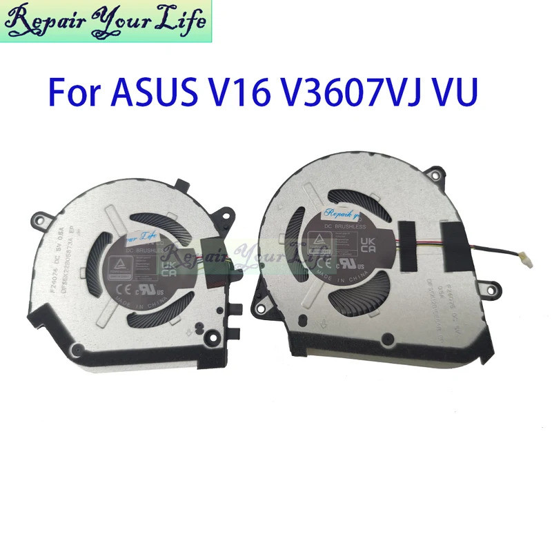 CPU GPU พัดลมโน้ตบุ๊คสําหรับ ASUS V16 V3607 V3607VJ V3607VU Cooling หม้อน้ําพัดลม F24074 F24075 13NB
