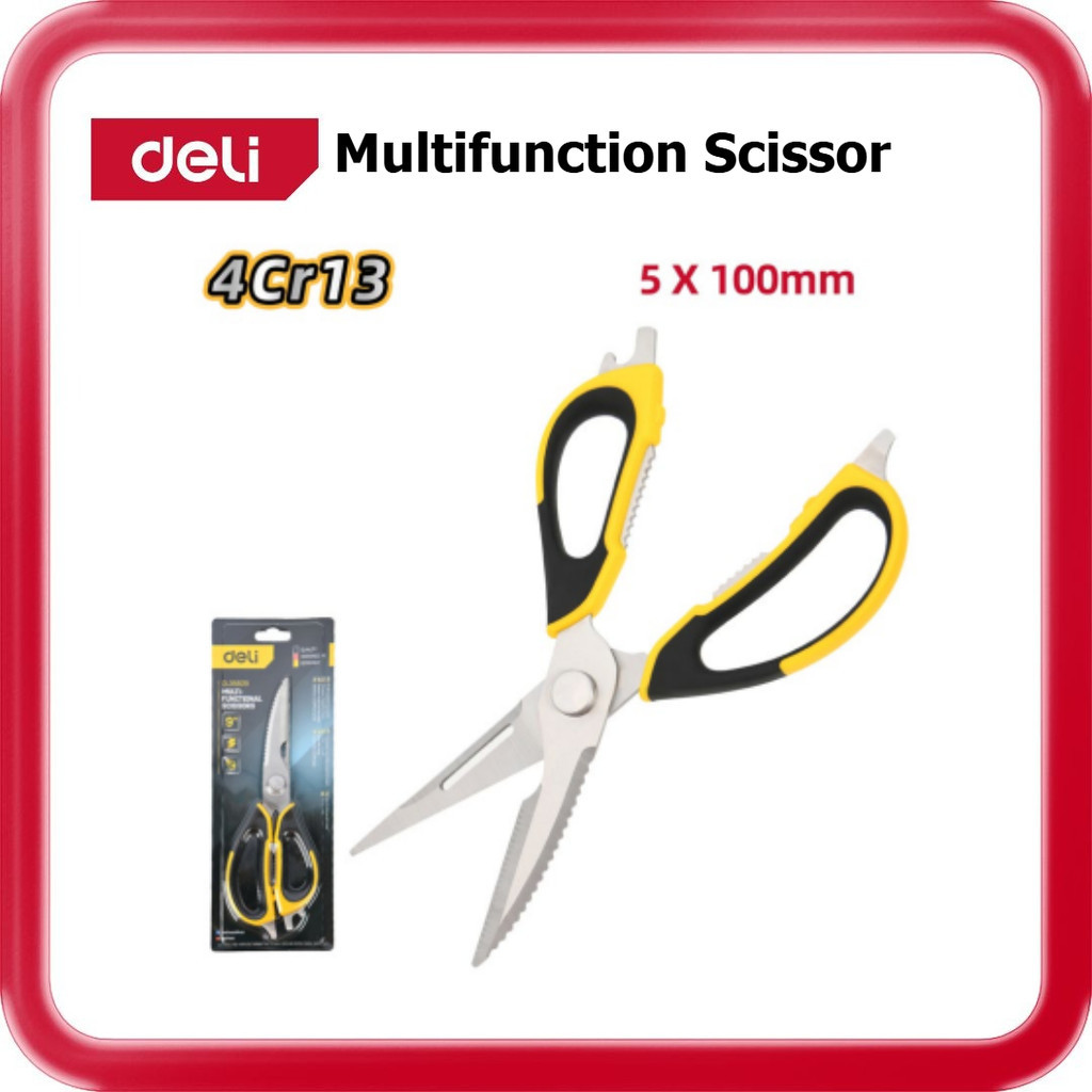 [ DELI ] (DL358019) กรรไกรมัลติฟังก์ชั่น 4Cr13 5 x 100 มม. กรรไกรสําหรับงานหนัก