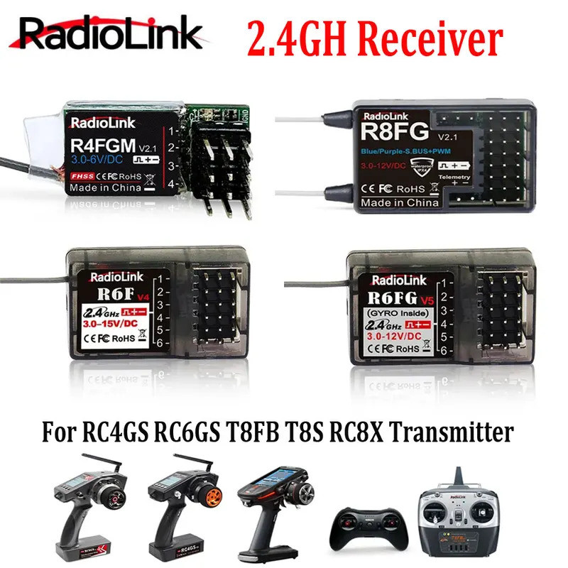 HB Radiolink 2.4GH R8FG R4FGM R6FG R6F ตัวรับสัญญาณ Gyro สําหรับ RC รถเรือทํางานสําหรับเครื่องส่งสัญ