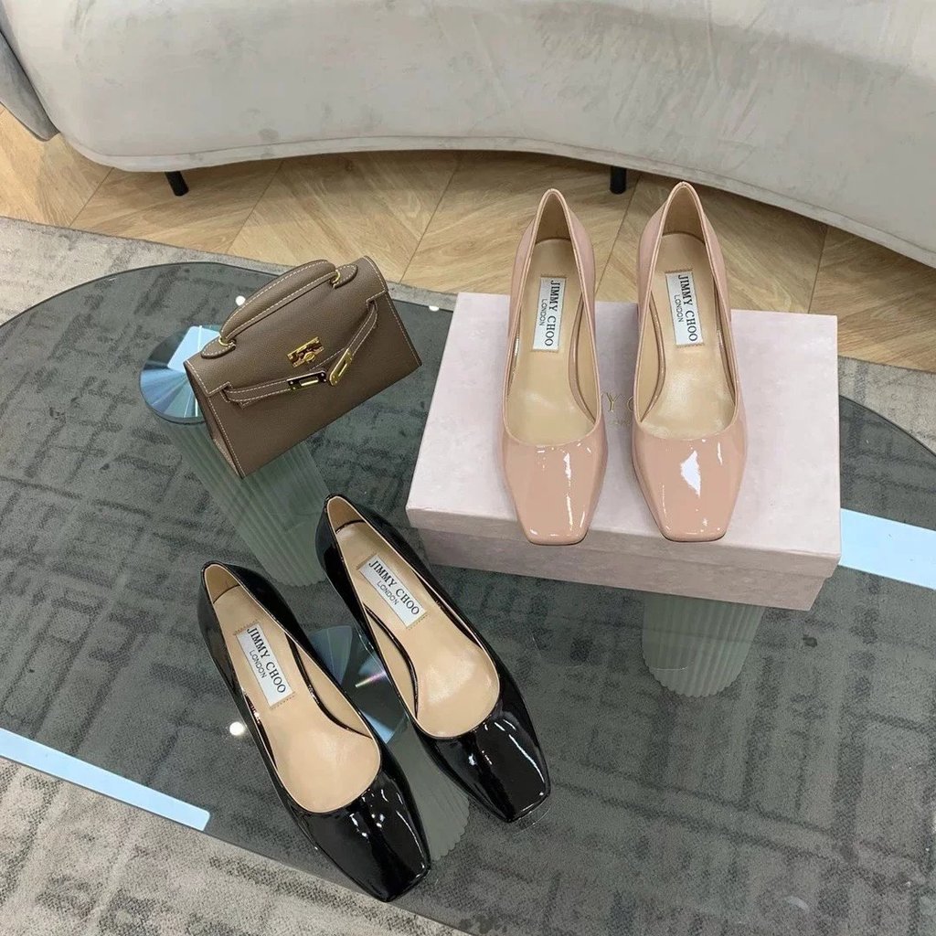 1:1！Original Standard JC Simple Square Toe Patent Leather Shoes.Last Set, Perfect Lines, Simple, Upp