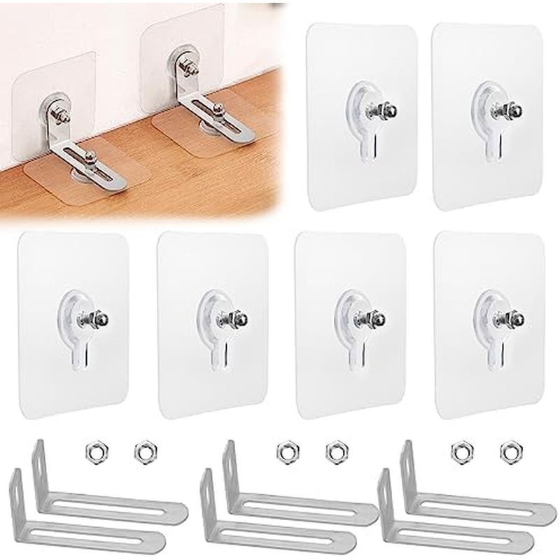 No Drill Furniture Anchors 6 Packs Anti Tip Furniture Straps Kit Adhesive Furniture Wall Anchors for