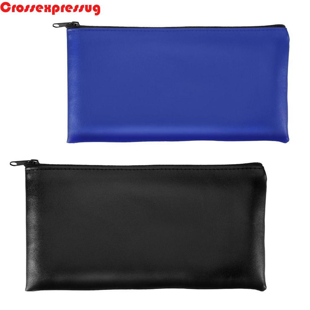 VORTEX Pu Bill Bag หนัง PU Zippered Cash Deposit Bag ที่วางเงินที่ทนทาน Small Compact 11 x 6 นิ้ว กระเป๋าใส่เงิน Utility Pouch