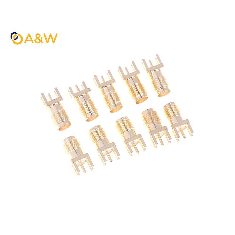 A & W 10 ชิ้น SMA หญิง Ja อะแดปเตอร์ SMA หญิงฐาน Soet Ja พร้อมบัดกรี PCB Board Edge Mount อะแดปเตอร์