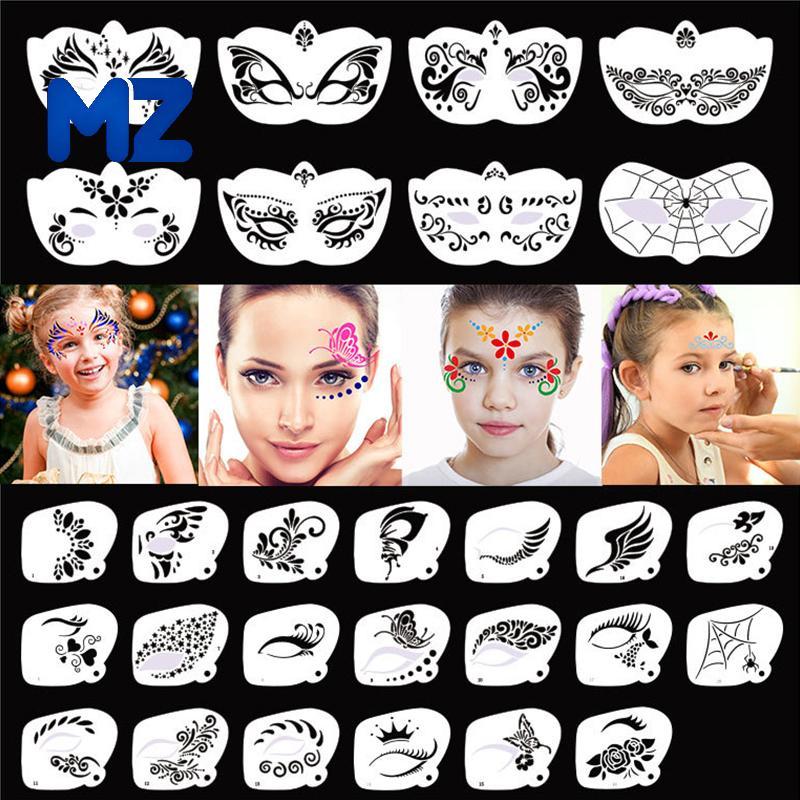 [MZ] Face Paint Stencils Professional Body Art Paint Stencils นํากลับมาใช้ใหม่สําหรับผู้ใหญ่เด็กใช้ง