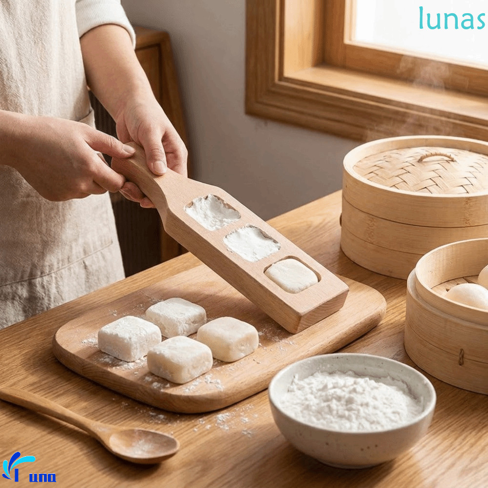 LUNASOL ไม้ Pastry Mold, Manual Dough Press Handmade Mung Bean แม่พิมพ์เค้ก, Nut Cookies Mold ไม้ No
