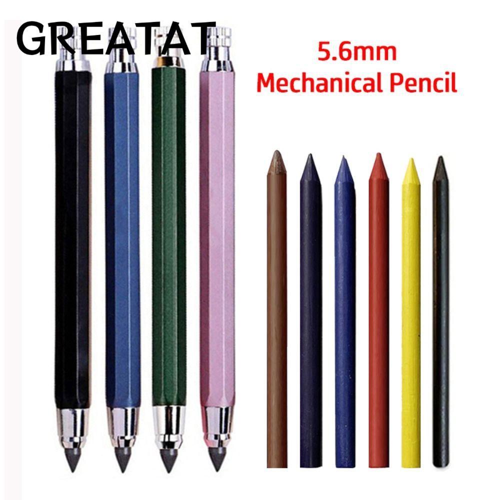 GREAT ดินสอกด,วาดเขียนเครื่องมือ 5.6 มม.ดินสออัตโนมัติ,Creative Metal Sketch Comics Design 2B/4B/6B/