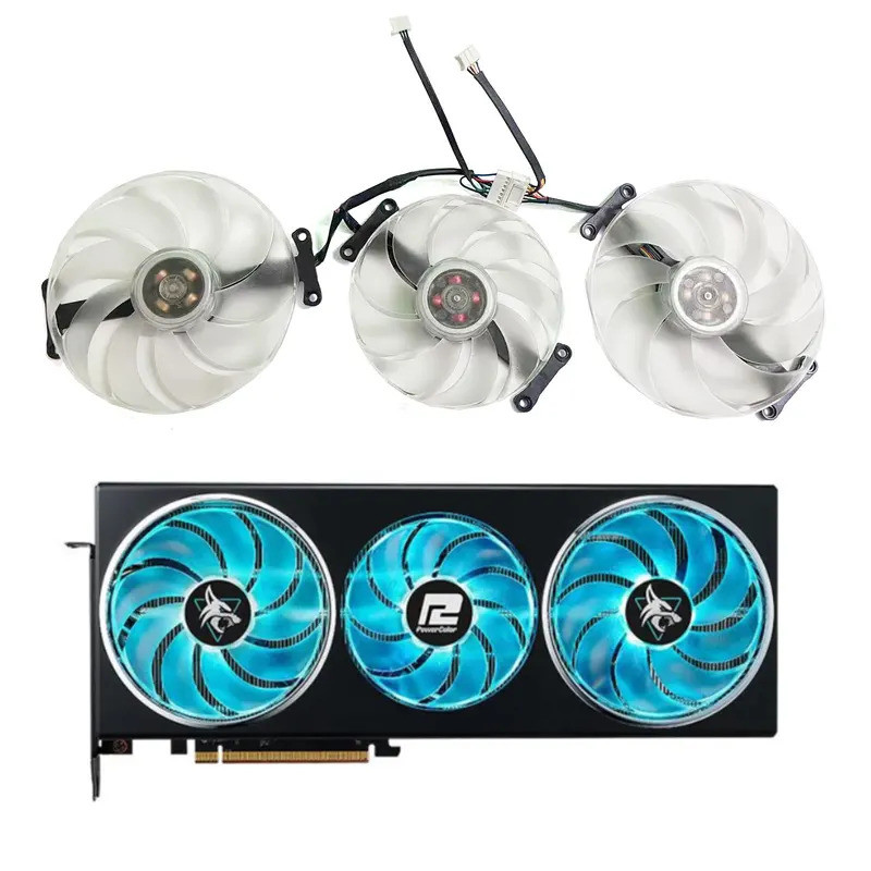 Kankeirr ใหม่ T12915BU 98 มม.4PIN GPU พัดลมสําหรับ PowerColor RX 7900GRE 7900XT 7900XTX HELHHOUND กร