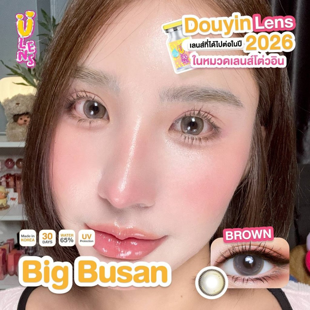 (Ulens) คอนแทคเลนส์ Silicone Hydrogel 💧65% กรองแสงกันยูวี Big Busan (Ulens) สี : Brown / Gray