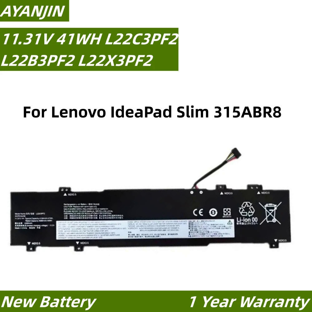 แบตเตอรี่แล็ปท็อป41WH 11.31V L22X3PF2สำหรับ Lenovo IdeaPad Slim 315ABR8 L22C3PF2 L22B3PF2