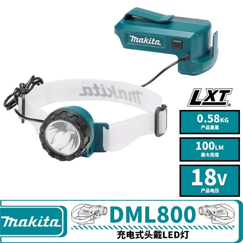 Zhuzhou Liying Trading Co., Ltd. [Makita] DML800 ไฟ LED แบบสวมศีรษะแบบชาร์จไฟได้ 18V เครื่องมือฮาร์ด