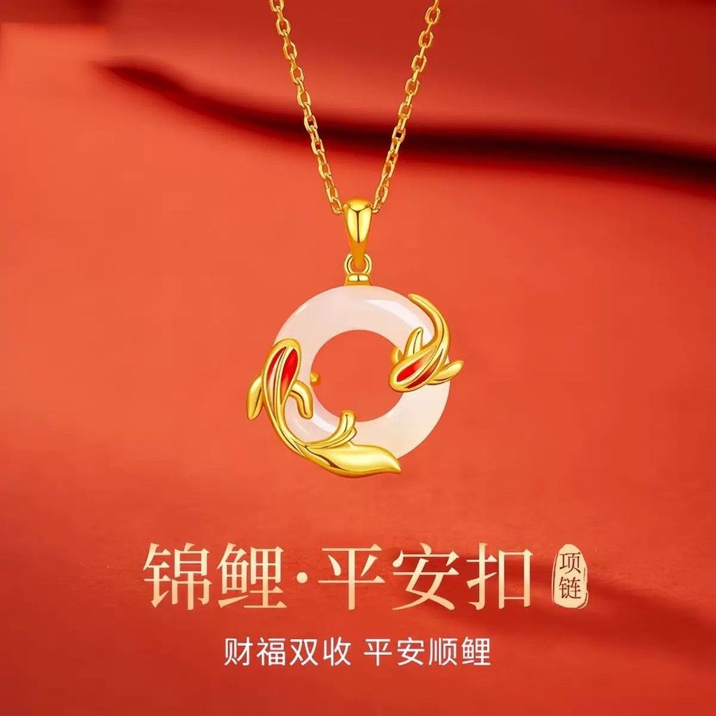 Classy/ 2026 "โชคดีก้อย" สร้อยคอหัวเข็มขัดที่ปลอดภัยหญิงจี้สไตล์จีนโซ่กระดูกไหปลาร้าของขวัญเพื่อนเคร