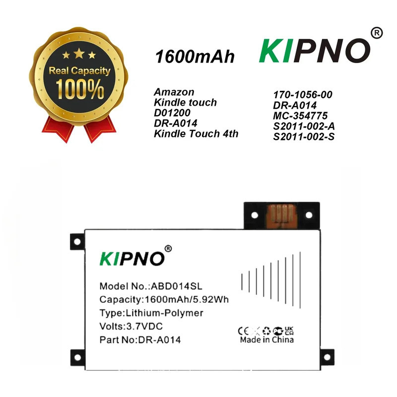 KINPNO 1600mAh แบตเตอรี่สําหรับ D01200 DR-A014 Kindle Touch 4th 170-1056-00 DR-A014 MC-354775 S2011-