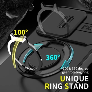 โลหะหมุนวงเล็บเคสโทรศัพท์แม่เหล็กสําหรับVivo Y500 Y31D Y05 Y11D Y31 Y21D V70 FE V60 V50 V40 Lite/Pro X300 Proเลนส์หน้าต่างเลื่อนAnti fall shell PC + TPUฝาครอบป้องกัน