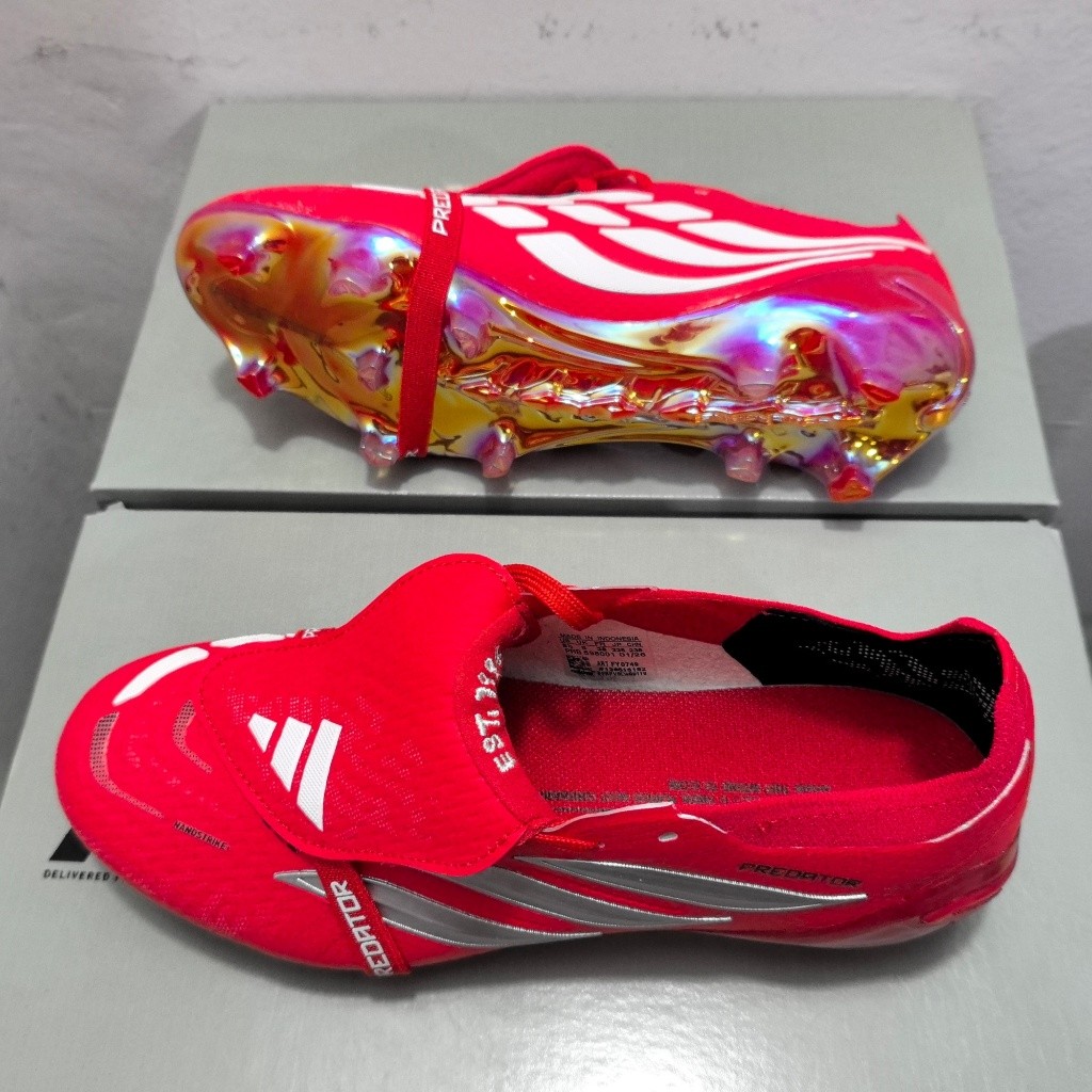 2026 ใหม่ลิ้นรองเท้าฟุตบอล ฉ 36-45 ผู้ชายสีแดงสดถักทนทานทนต่อการสึกหรอรองเท้าชุบ