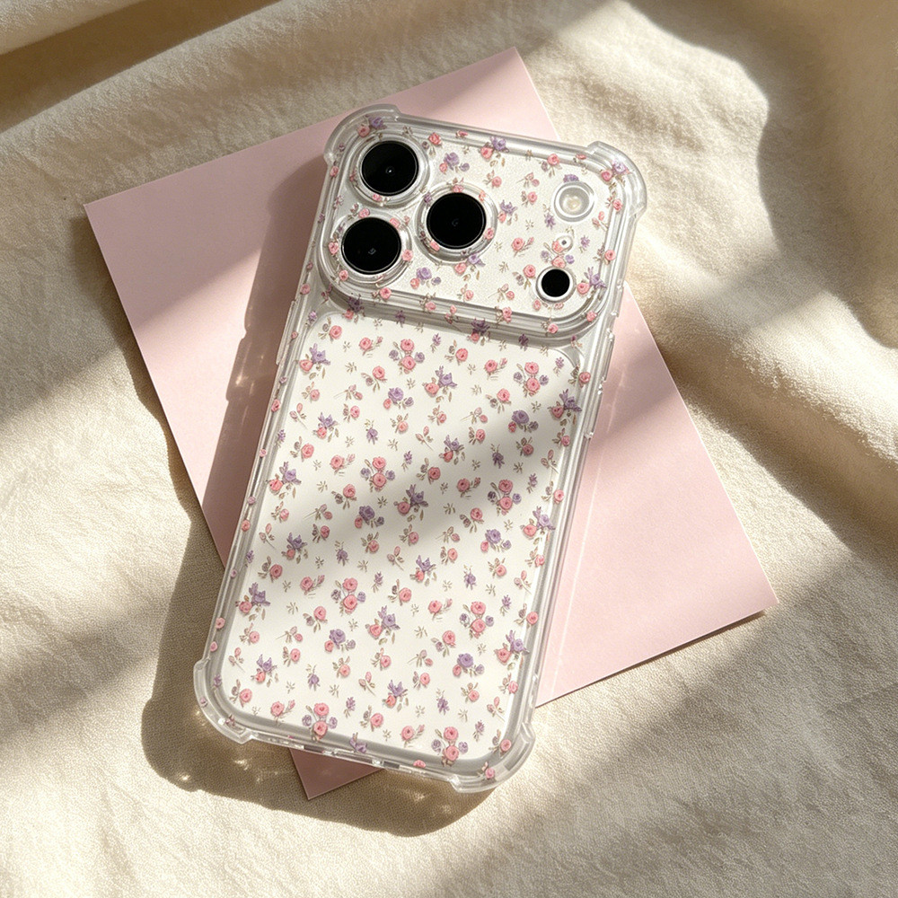 Rose Floral เหมาะสําหรับเคสโทรศัพท์ถุงลมนิรภัย 17/15PROMATE โปร่งใสหญิง iPhone13 สไตล์ใหม่