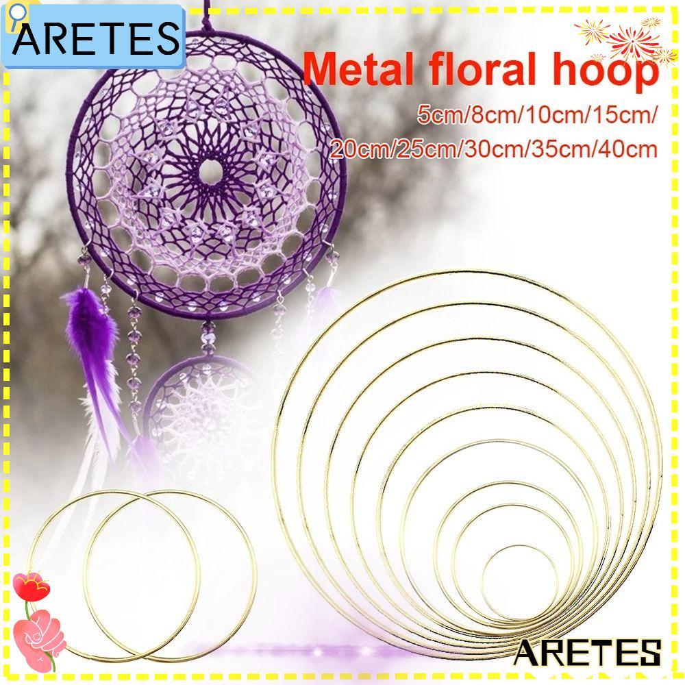 AREES 1/2/4 ชิ้น ห่วงแฮนด์เมด,|ของตกแต่งบ้าน งานแต่งงานกระดิ่งลมแหวนโลหะสีทองห่วง,ที่ใส่พวงมาลัยดอกไม้15/20/25/30/35/40เซนติเมตรสําหรับ ทําเอง ฝัน จับ พวงหรีดกรอบ