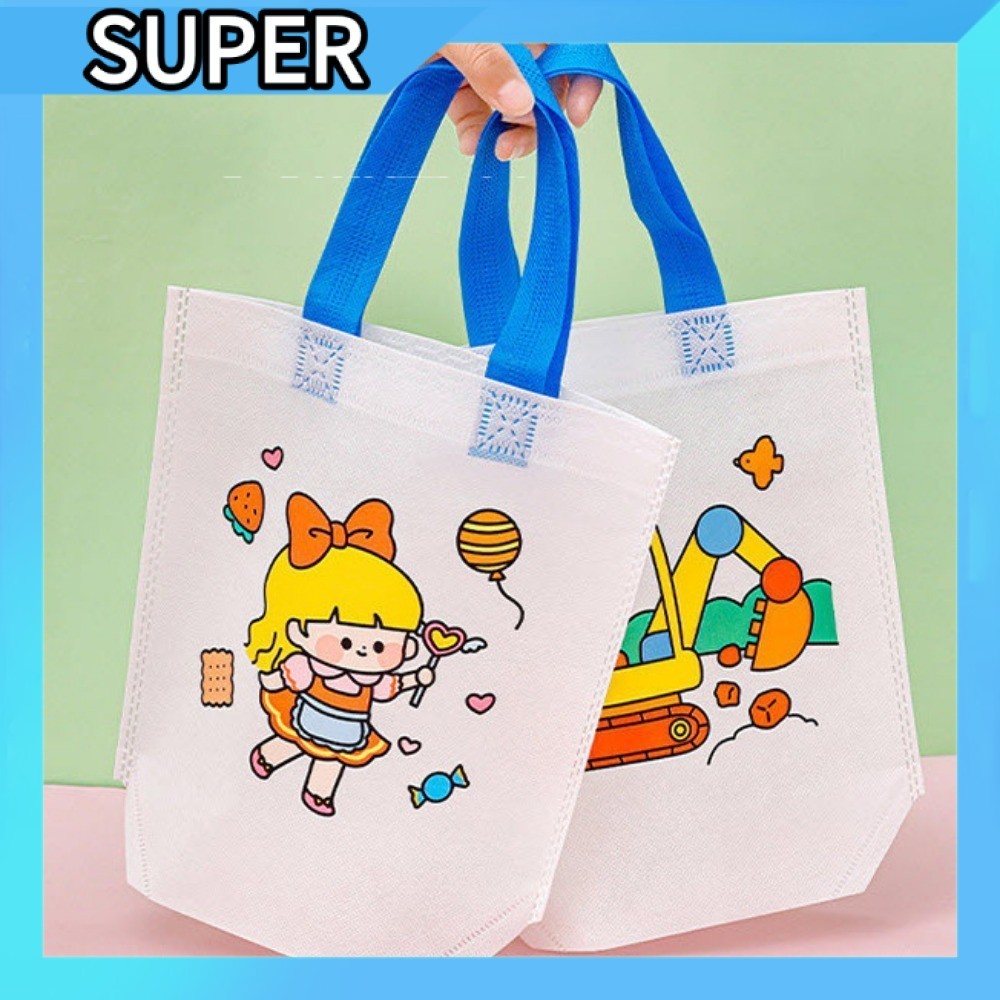 ถุงผ้าไม่ทอ DIY 🎨 สนุกวาดเอง แถมสะอาด ใช้ซ้ำได้ 🌈 ของขวัญสุดเก๋ไก๋ 🎁 เหมาะสำหรับเด็ก 🧸A00159