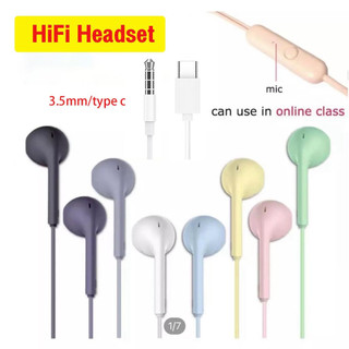 หูฟังอินเอียร์แบบมีสาย 3.5 mm./Type-C เสียงชัด พร้อมไมโครโฟน หูฟังซับวูฟเฟอร์ for xiaomi oppo