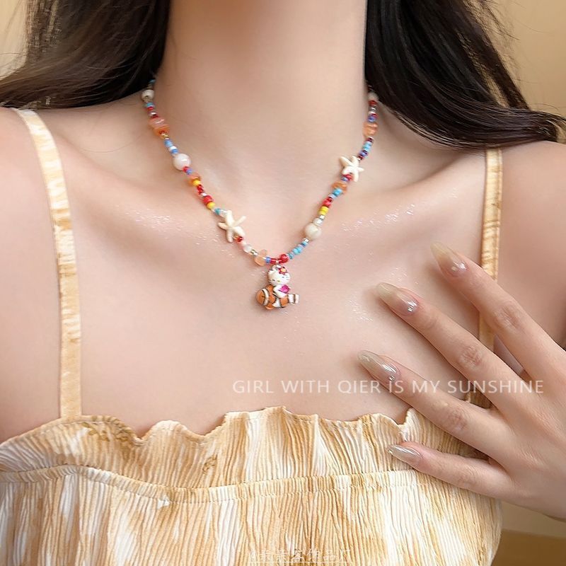 ใหม่ Dopamine kt Cat Clownfish ปลาดาวลูกปัด Clavicle Chain สาวฤดูร้อน Seaside Dopamine สร้อยคอ 2025 