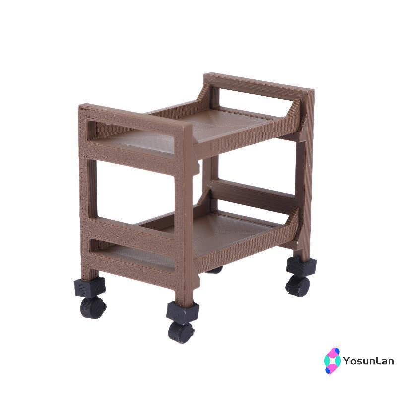YosunLan] Dollhouse Mini Bar Cart Trolley 1 12 Food Cart Model Vintage Drink Stand ของเล่นเด็กสําหรั